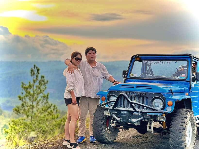 Bali: Hidden Waterfall & Mt. Batur Sunset Jeep Private Tour - A waterfall before the volcano