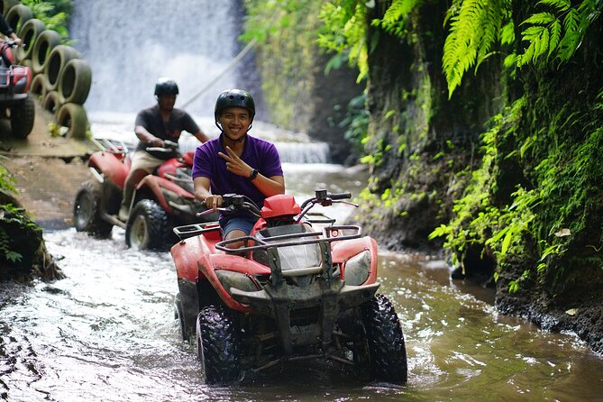 Bali Quad Bike Through Gorilla Cave - Monkey Forest and Waterfall - Lunch, showers, and a pool overlooking rice fields