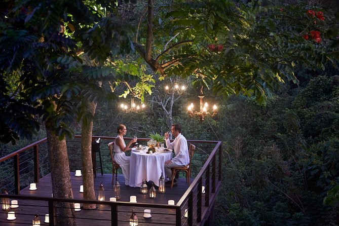 Forest Dining at Tree Deck overlooking lush valley of Ubud - A Candlelit Table Above Ubud’s Forest