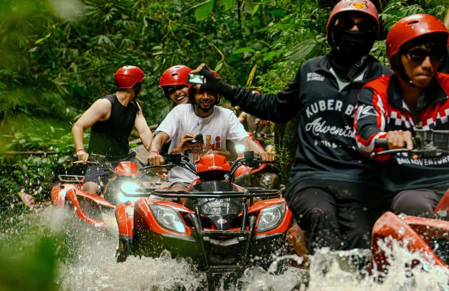 Quad Bike Bali With Tunnel & Waterfall Tour - Rice fields and the first off-road tracks
