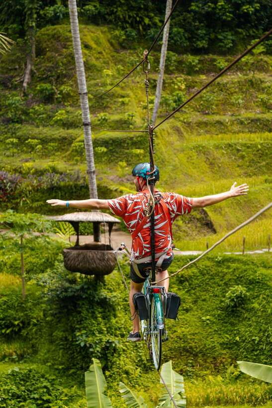 Ubud: Alas Harum Day-Pass, Swing, Sky Bike & Flying Fox - Pedaling the 15-meter Sky Bike