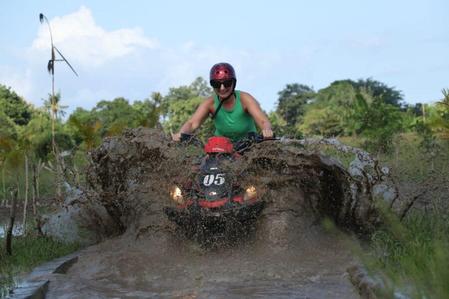 Ubud: ATV Quad Bike through river, rice fields & waterfall - Lunch after the mud