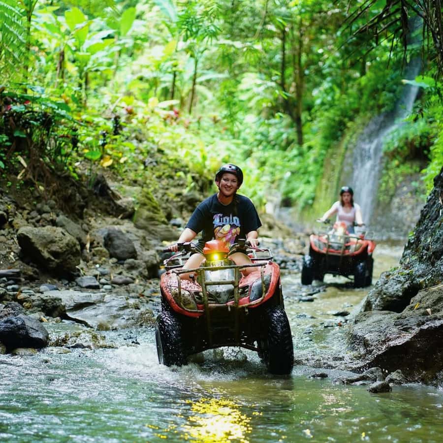 Ubud Bali ATV Alasan Adventure Gorila Cave & Cretya Pool Bar - The training track gets you ready