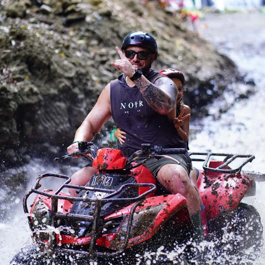 Ubud Bali ATV Alasan Adventure Gorila Cave & Cretya Pool Bar - Rivers, mud, and the wet arena