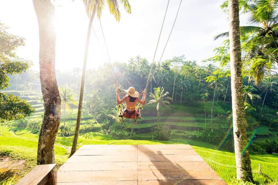 Ubud: Gorilla Face Quad Bike, Jungle Swing, Waterfall & Meal - Satria Agrowisata’s swing and coffee stop