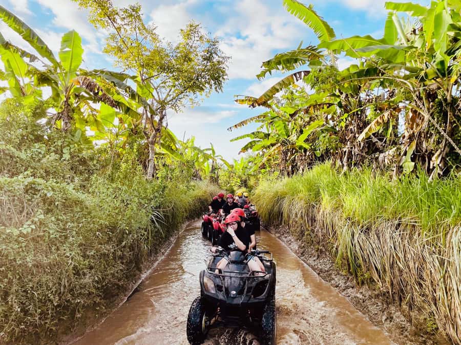 Ubud: Gorilla Face Quad Bike, Jungle Swing, Waterfall & Meal - Goa Raja Waterfall and its shafts of light