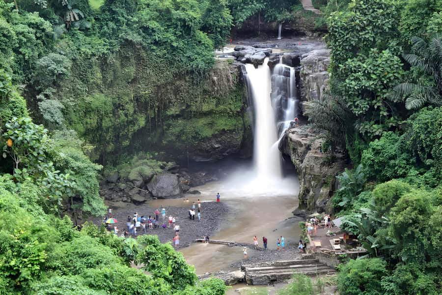 Ubud Village, Waterfall and Kintamani Volcano Private Tour - Tegenungan Waterfall starts the day with water and steps