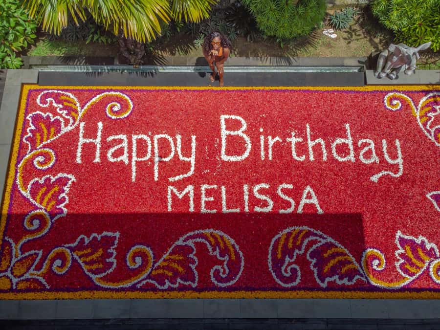 Wanderlust birthday photo and video with drone and Editing - The flower pool option needs careful planning